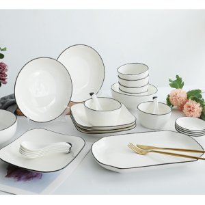碗碟餐具北欧风简约家用套装10头盘勺面碗饭碗汤碗组合