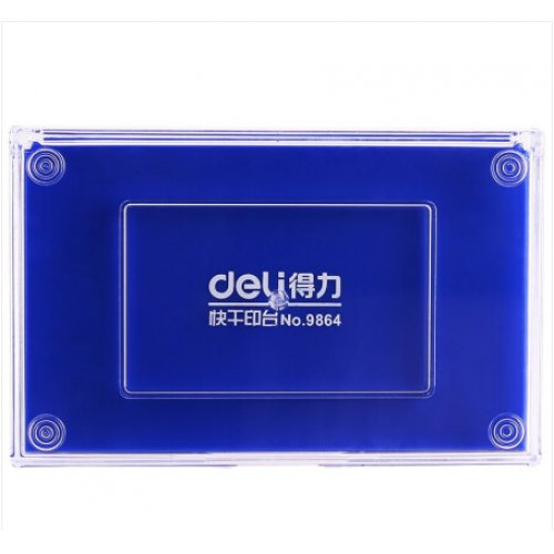得力(deli)137*88mm方形快干印台印泥 清晰印记 财务用品 办公用品 蓝色9864