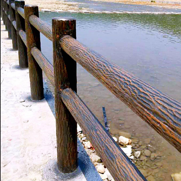 雄睿(xr) 水泥仿树皮护栏 仿木水泥树桩公园河道堤仿木栏杆 河岸桥梁